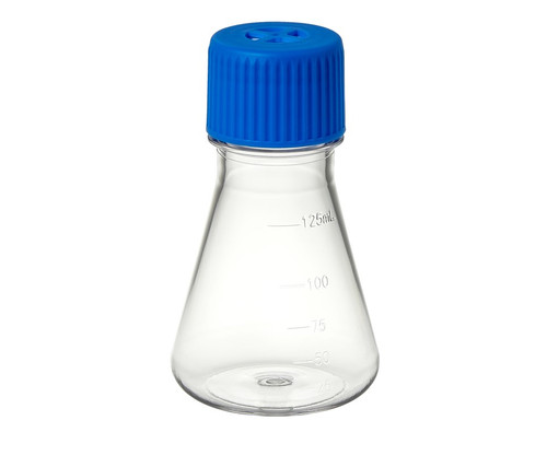 tri bio 125ml petg erlenmeyer flask with flat bottom and 2 micron vented cap for growing cultures rnase and dnase free sterile individually wrapped 