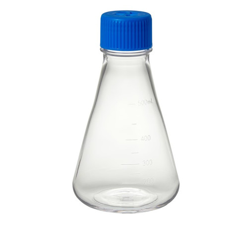 tri bio 500ml petg erlenmeyer flask with flat bottom and 2 micron vented cap for growing cultures rnase and dnase free sterile individually wrapped 